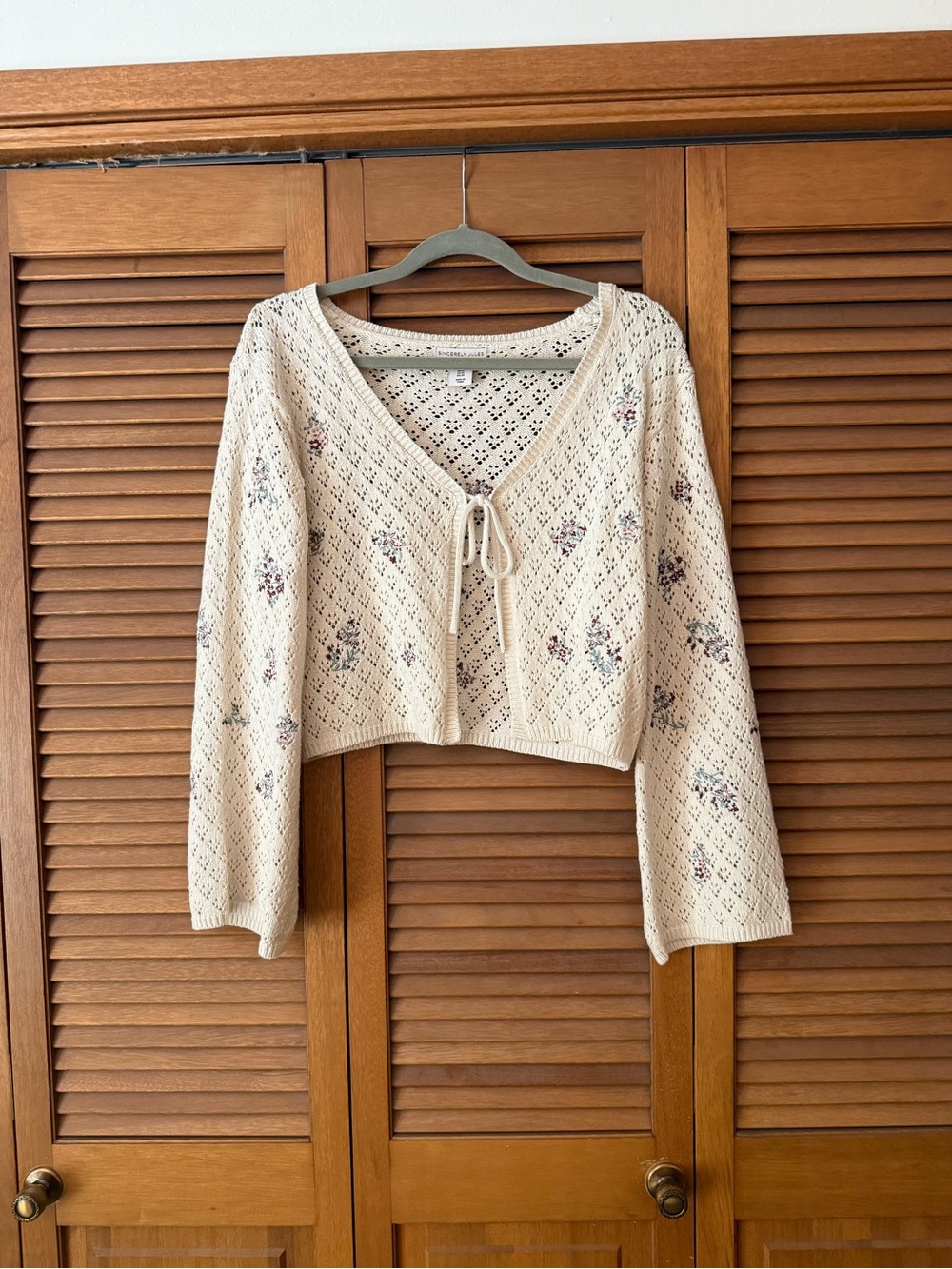 Crochet Tie-Front Cardigan Sweater